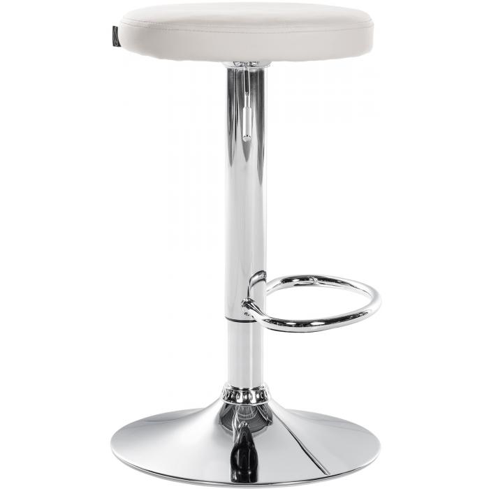 2er Set Barhocker HLO-CP290 Kunstleder chrom ~ weiß