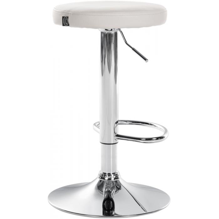 2er Set Barhocker HLO-CP290 Kunstleder chrom ~ weiß