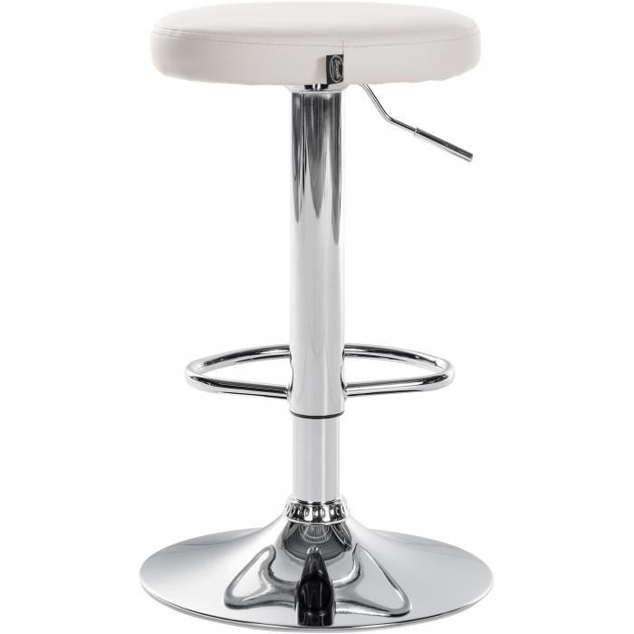 2er Set Barhocker HLO-CP290 Kunstleder chrom ~ weiß