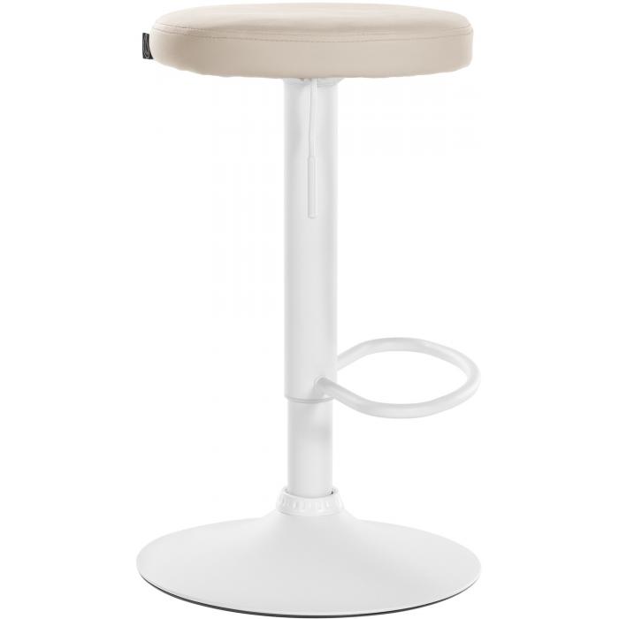 2er Set Barhocker HLO-CP290 Kunstleder weiß ~ creme