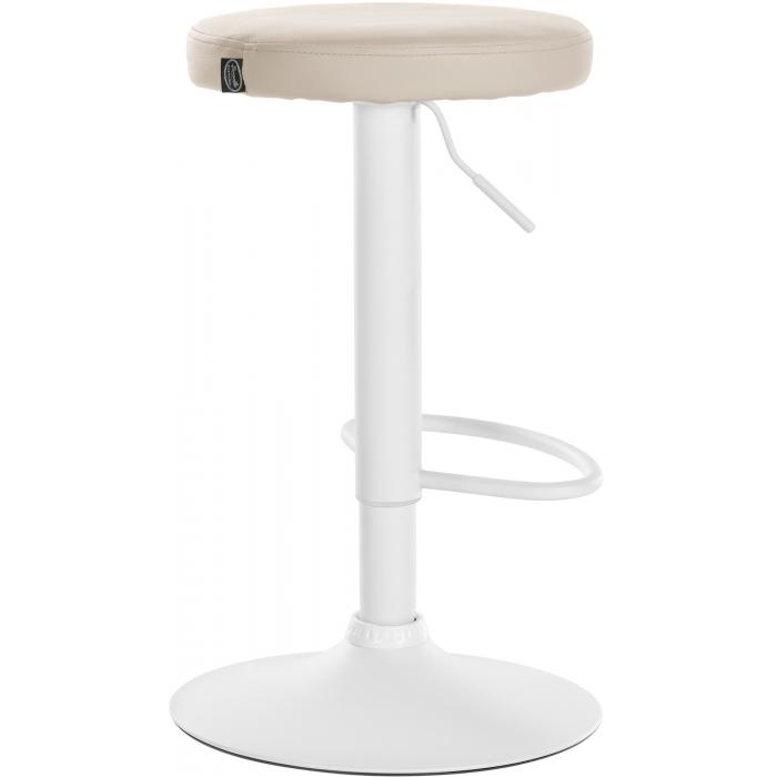 2er Set Barhocker HLO-CP290 Kunstleder weiß ~ creme