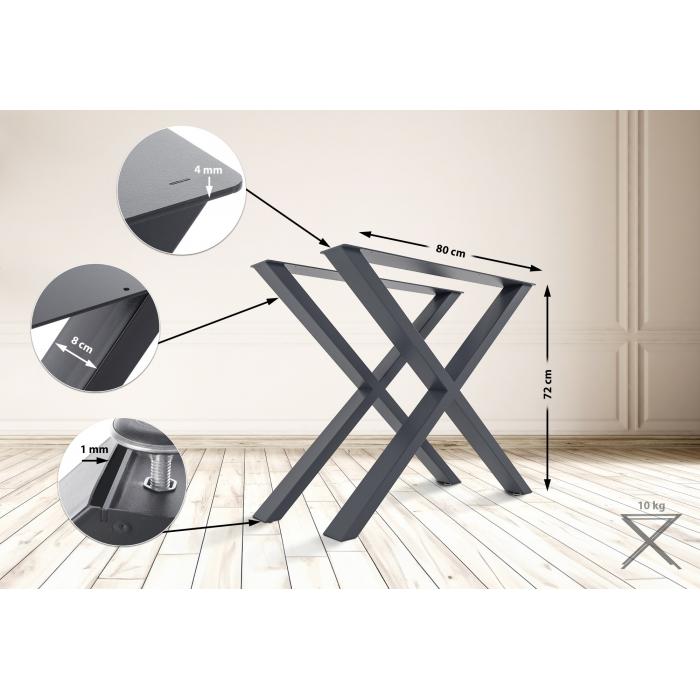 2x Tischbeine HLO-CP81 M ~ grau