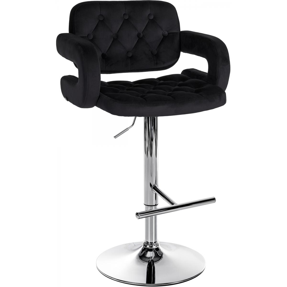 Barhocker HLO-CP314 Samt chrom ~ schwarz
