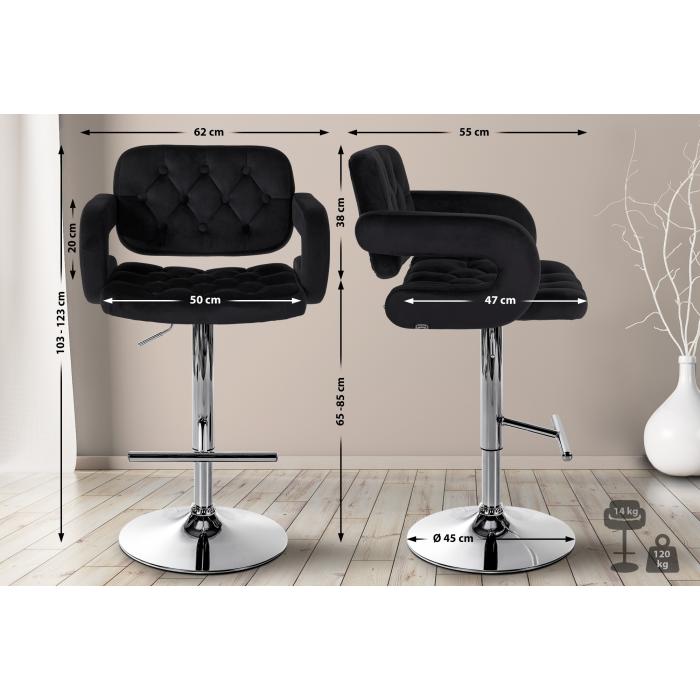 Barhocker HLO-CP314 Samt chrom ~ schwarz