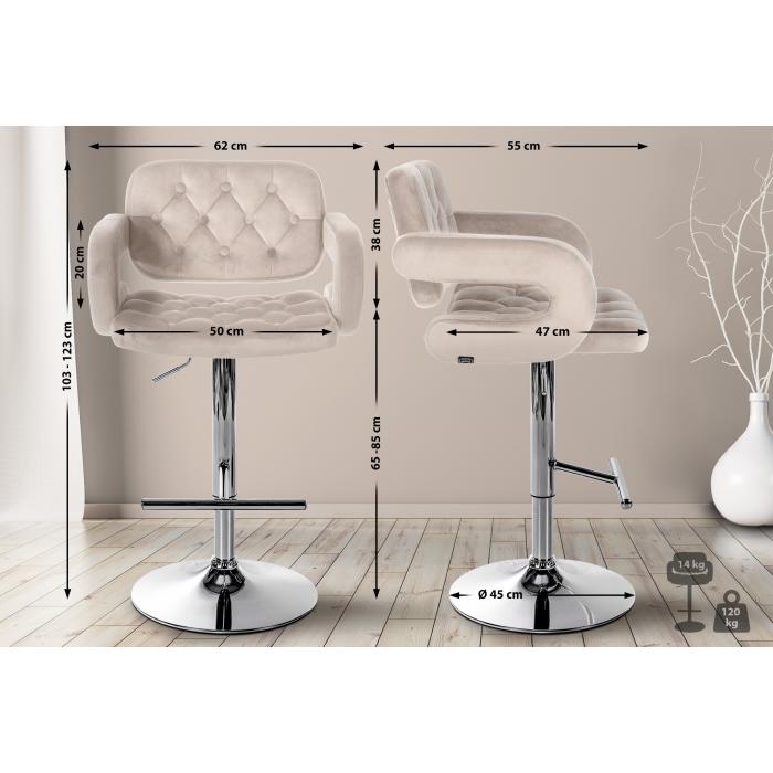 Barhocker HLO-CP314 Samt chrom ~ creme