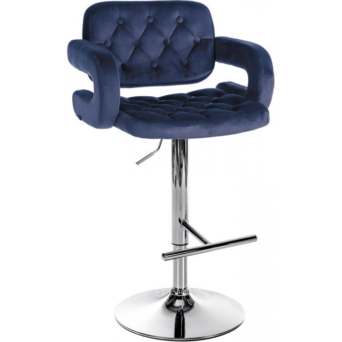 Barhocker HLO-CP314 Samt chrom ~ blau