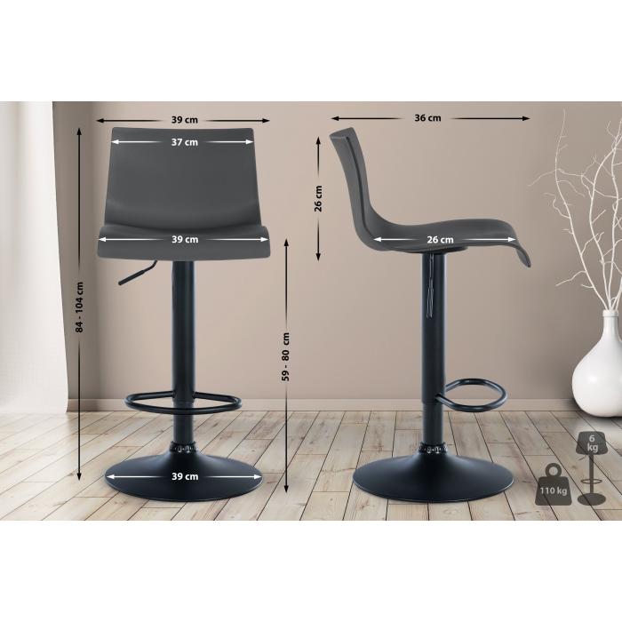 2er Set Barhocker HLO-CP239 Kunststoff ~ grau