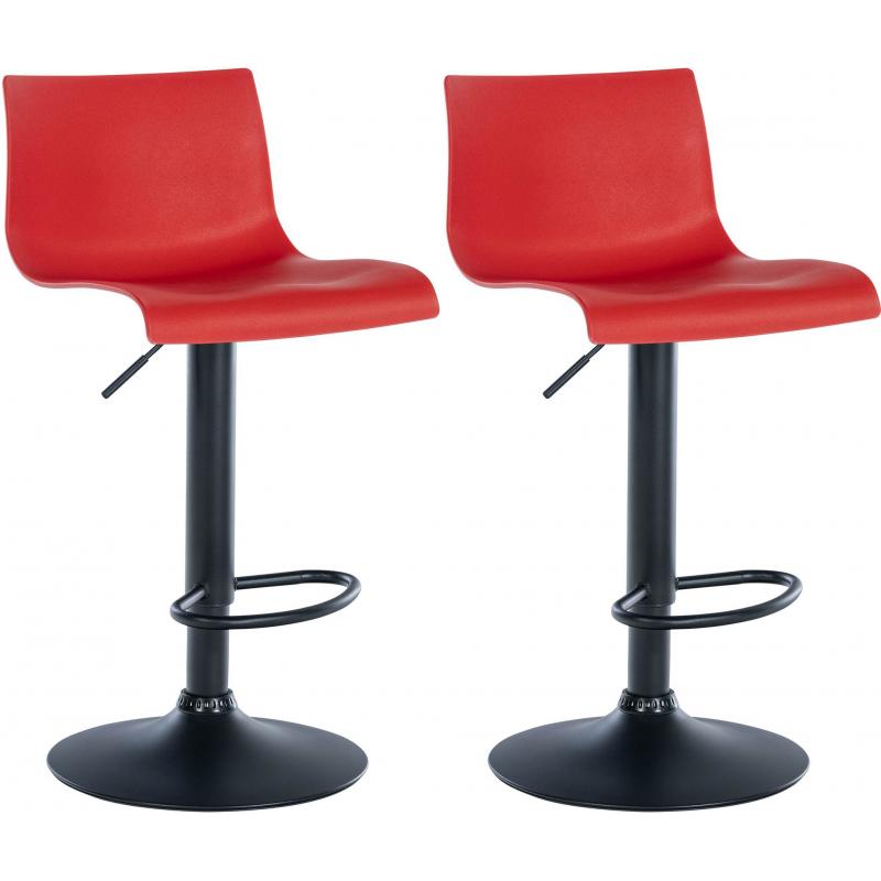 2er Set Barhocker HLO-CP239 Kunststoff ~ rot