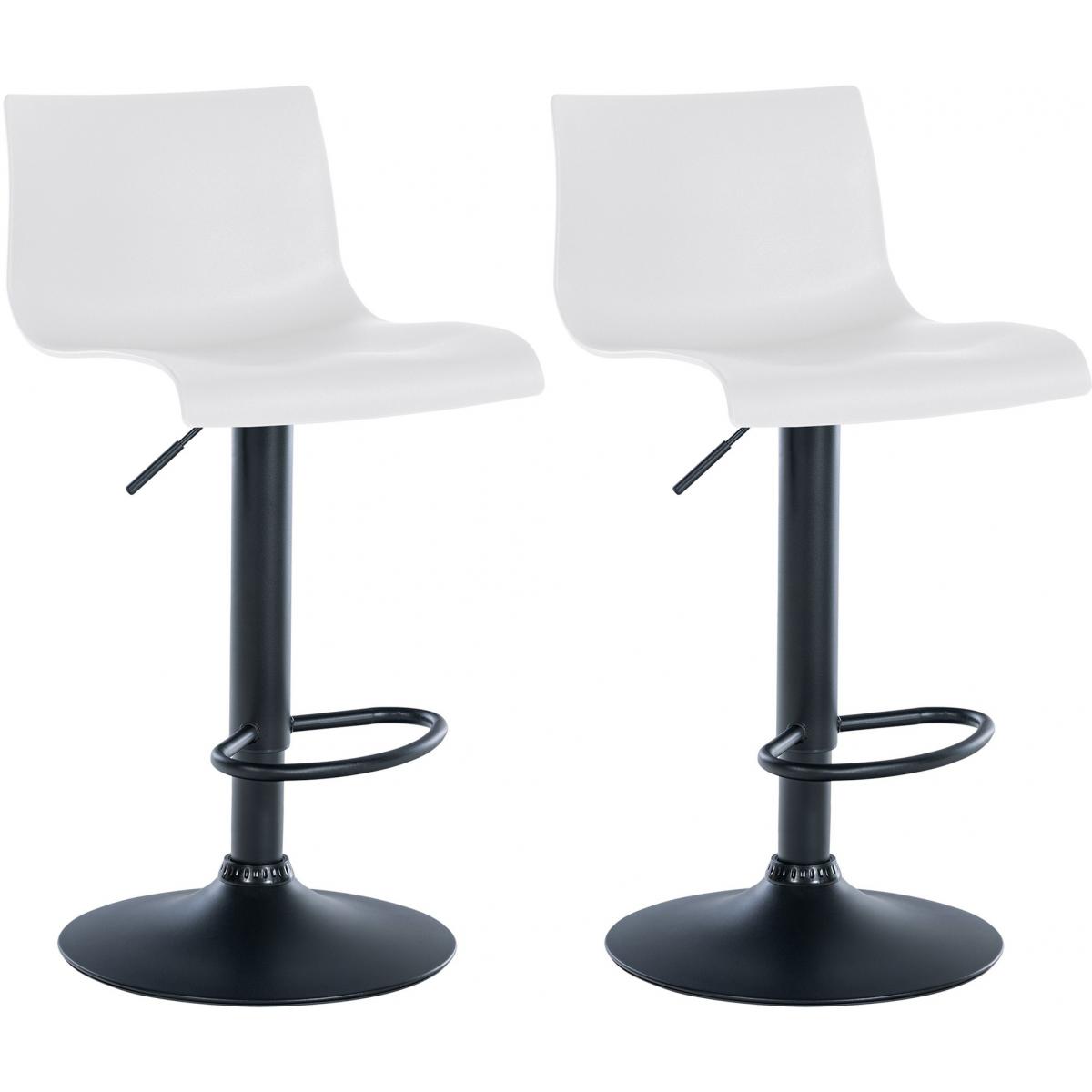 2er Set Barhocker HLO-CP239 Kunststoff ~ wei