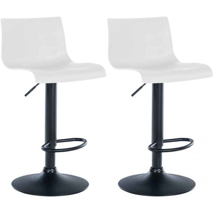 2er Set Barhocker HLO-CP239 Kunststoff ~ wei