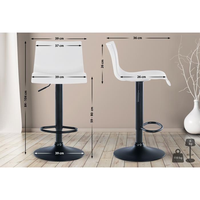 2er Set Barhocker HLO-CP239 Kunststoff ~ wei