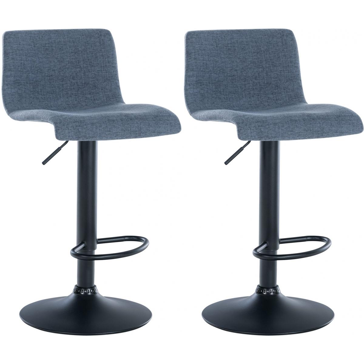 2er Set Barhocker HLO-CP240 Stoff ~ blau
