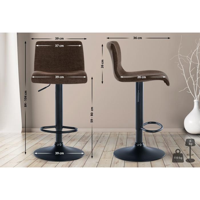 2er Set Barhocker HLO-CP240 Stoff ~ braun