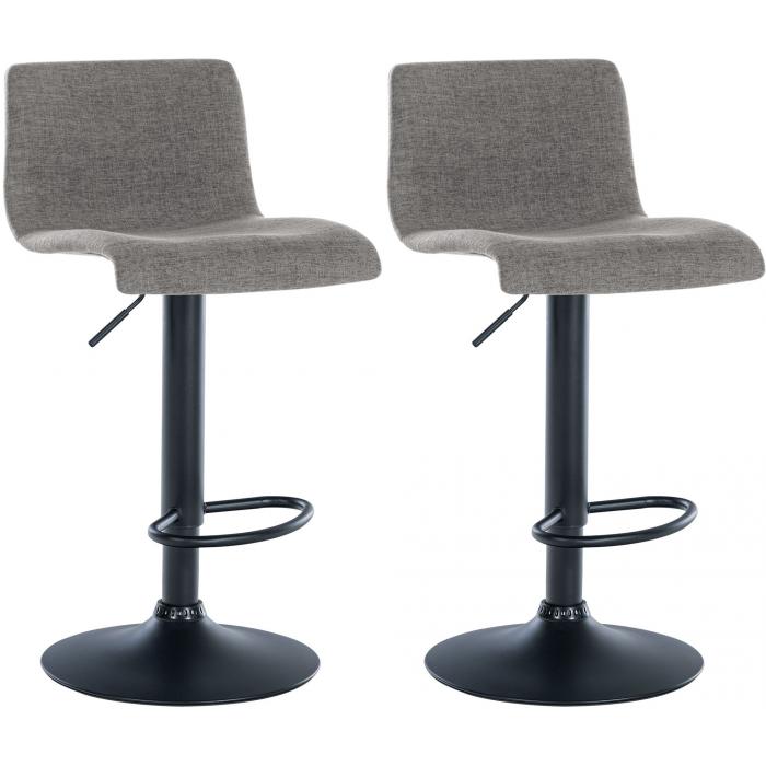 2er Set Barhocker HLO-CP240 Stoff ~ hellgrau