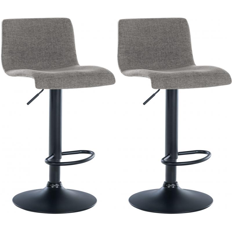 2er Set Barhocker HLO-CP240 Stoff ~ hellgrau