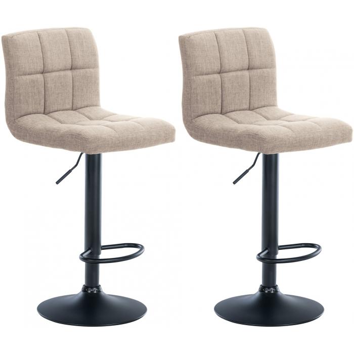 2er Set Barhocker HLO-CP242 Stoff schwarz ~ creme