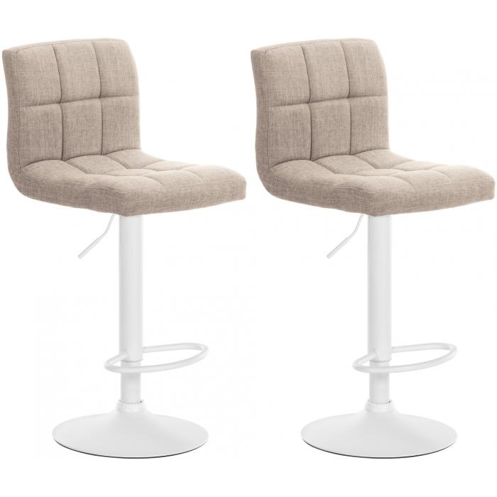 2er Set Barhocker HLO-CP242 Stoff wei ~ creme