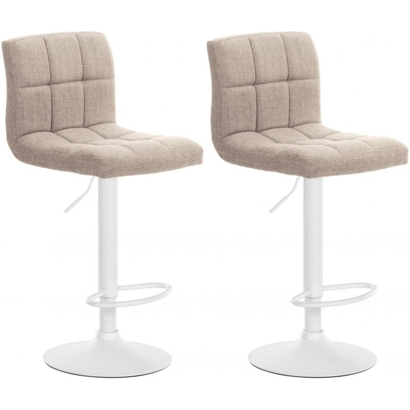 2er Set Barhocker HLO-CP242 Stoff wei ~ creme