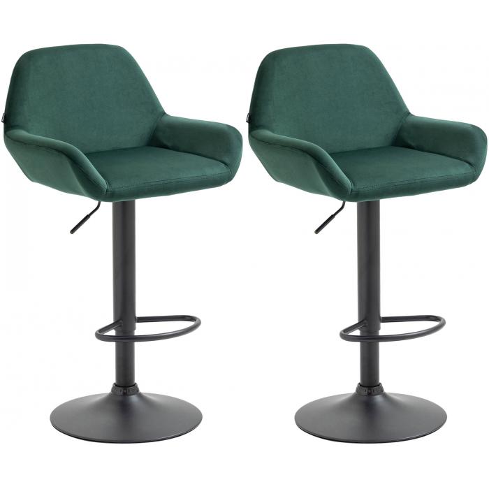 2er Set Barhocker HLO-CP8 Samt schwarz ~ dunkelgrn