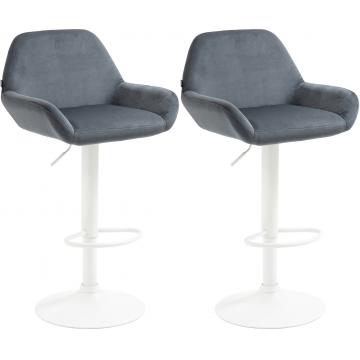 2er Set Barhocker HLO-CP8 Samt wei ~ dunkelgrau