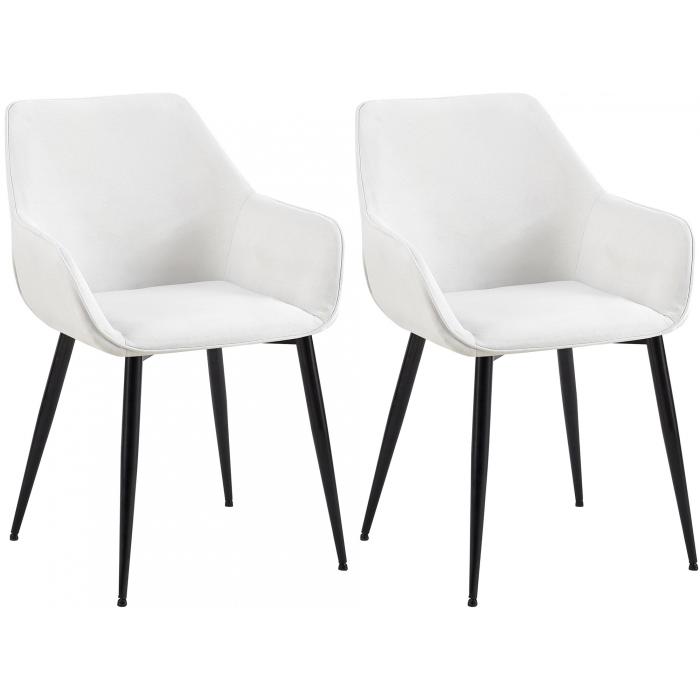 2er Set Esszimmerstuhl HLO-CP9 Stoff ~ creme