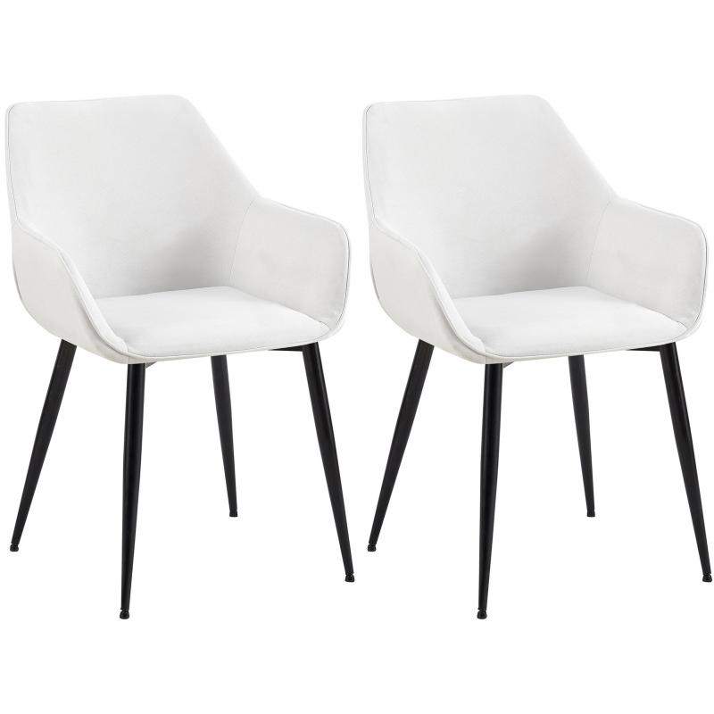 2er Set Esszimmerstuhl HLO-CP9 Stoff ~ creme