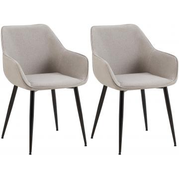 2er Set Esszimmerstuhl HLO-CP9 Stoff ~ hellgrau