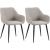 2er Set Esszimmerstuhl HLO-CP9 Stoff ~ hellgrau