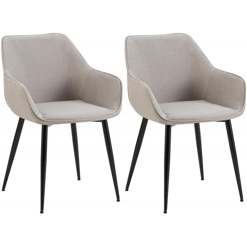 2er Set Esszimmerstuhl HLO-CP9 Stoff ~ hellgrau