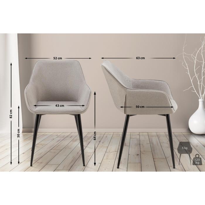 2er Set Esszimmerstuhl HLO-CP9 Stoff ~ hellgrau