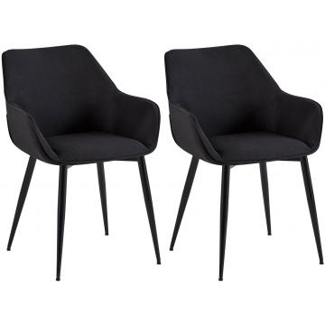 2er Set Esszimmerstuhl HLO-CP9 Stoff ~ schwarz