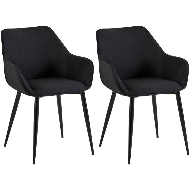 2er Set Esszimmerstuhl HLO-CP9 Stoff ~ schwarz