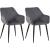 2er Set Esszimmerstuhl HLO-CP8 Samt ~ dunkelgrau