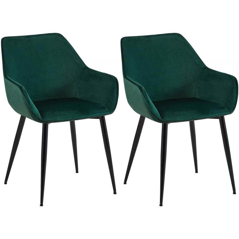 2er Set Esszimmerstuhl HLO-CP8 Samt ~ grn