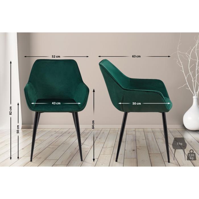 2er Set Esszimmerstuhl HLO-CP8 Samt ~ grn