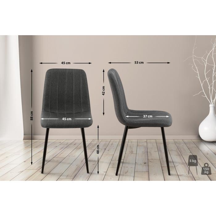 4er Set Sthle HLO-CP47 Stoff ~ dunkelgrau