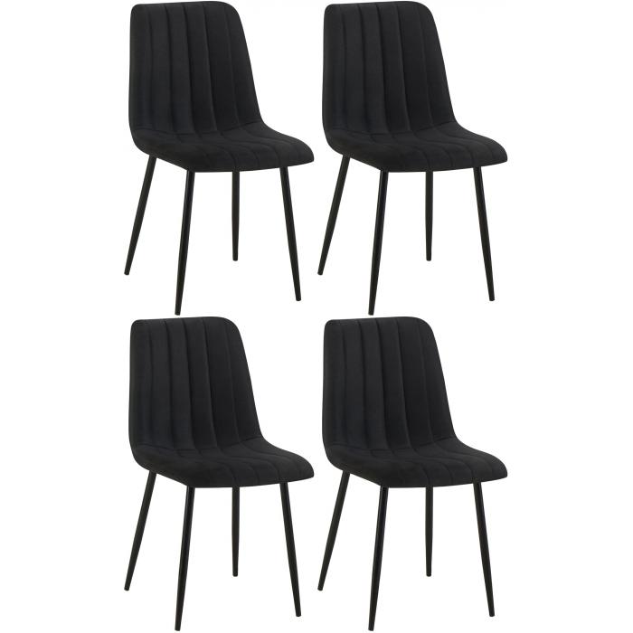 4er Set Sthle HLO-CP47 Stoff ~ schwarz