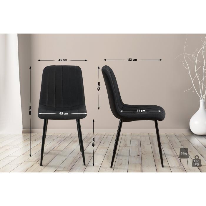 4er Set Sthle HLO-CP47 Stoff ~ schwarz