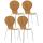 4er Set Besucherstuhl HLO-CP80 ~ eiche