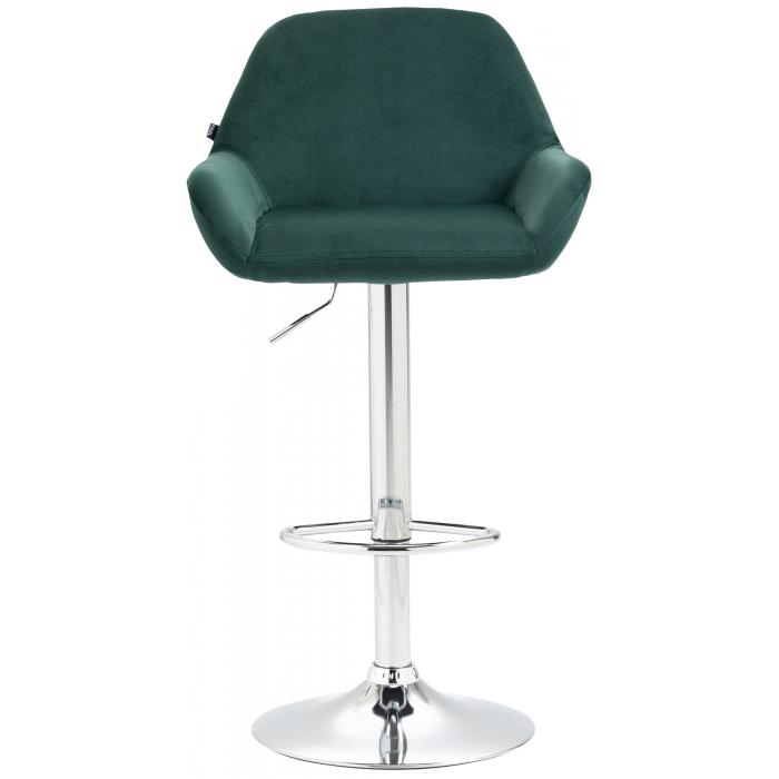 2er Set Barhocker HLO-CP8 Samt chrom ~ dunkelgrn