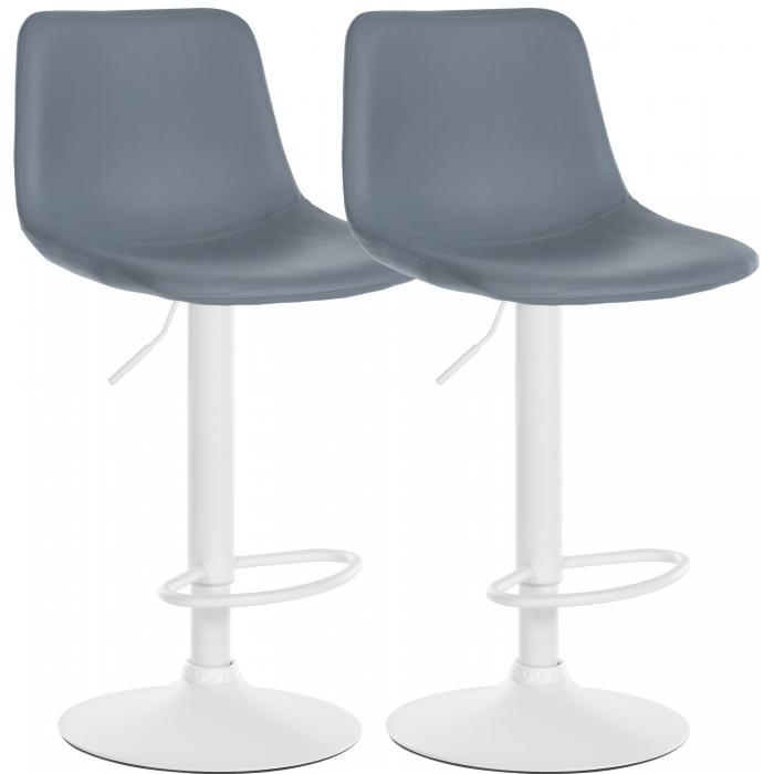 2er Set Barhocker HLO-CP251 Kunstleder wei ~ grau