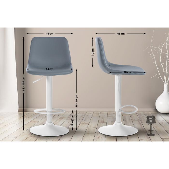 2er Set Barhocker HLO-CP251 Kunstleder wei ~ grau