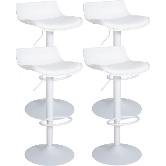 4er Set Barhocker HLO-CP238 Kunstleder ~ wei