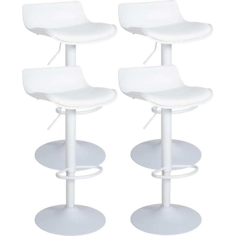4er Set Barhocker HLO-CP238 Kunstleder ~ wei