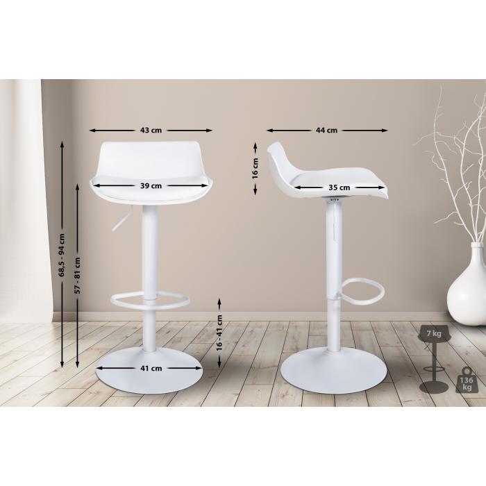 4er Set Barhocker HLO-CP238 Kunstleder ~ wei