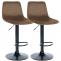 2er Set Barhocker HLO-CP252 Samt Schwarz ~ braun