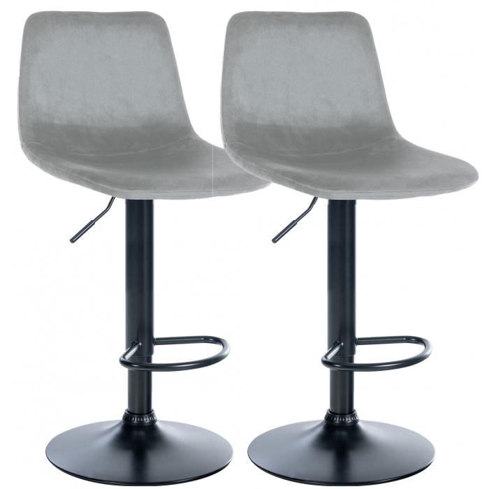2er Set Barhocker HLO-CP252 Samt Schwarz ~ grau