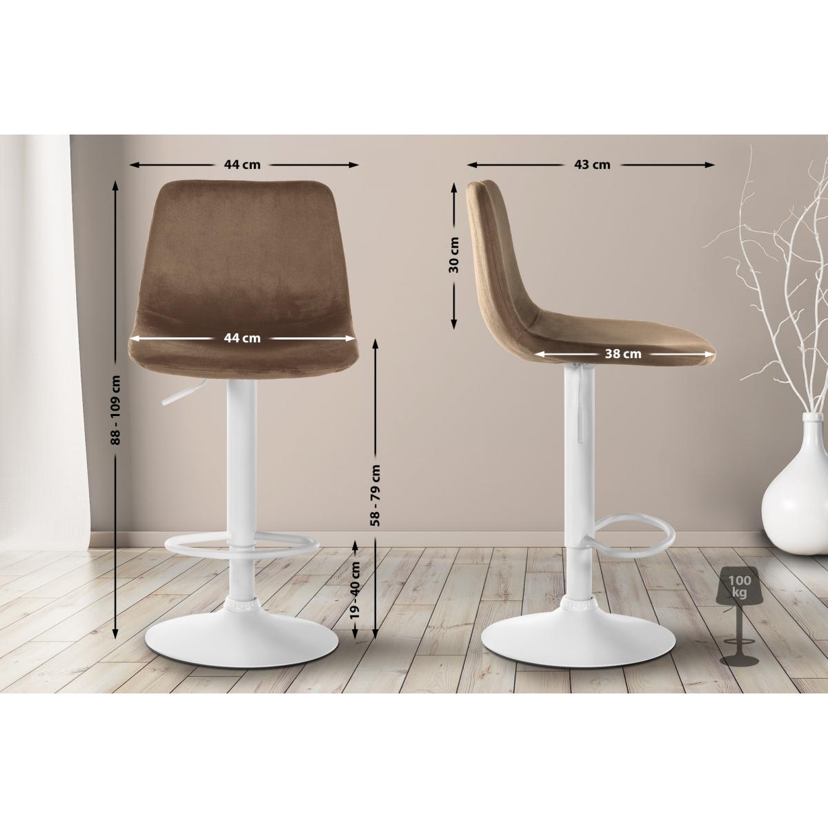 2er Set Barhocker HLO-CP252 Samt Wei ~ braun