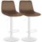 2er Set Barhocker HLO-CP252 Samt Wei ~ braun