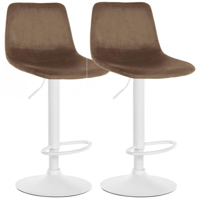 2er Set Barhocker HLO-CP252 Samt Wei ~ braun